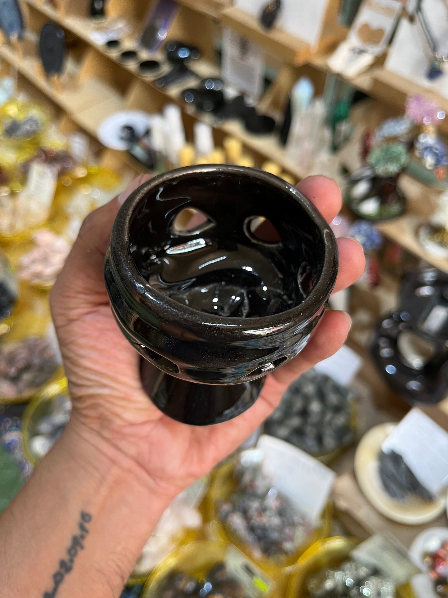 Sahumador Ritual de Cerámica Negra - Purificación y Transmutación Energética