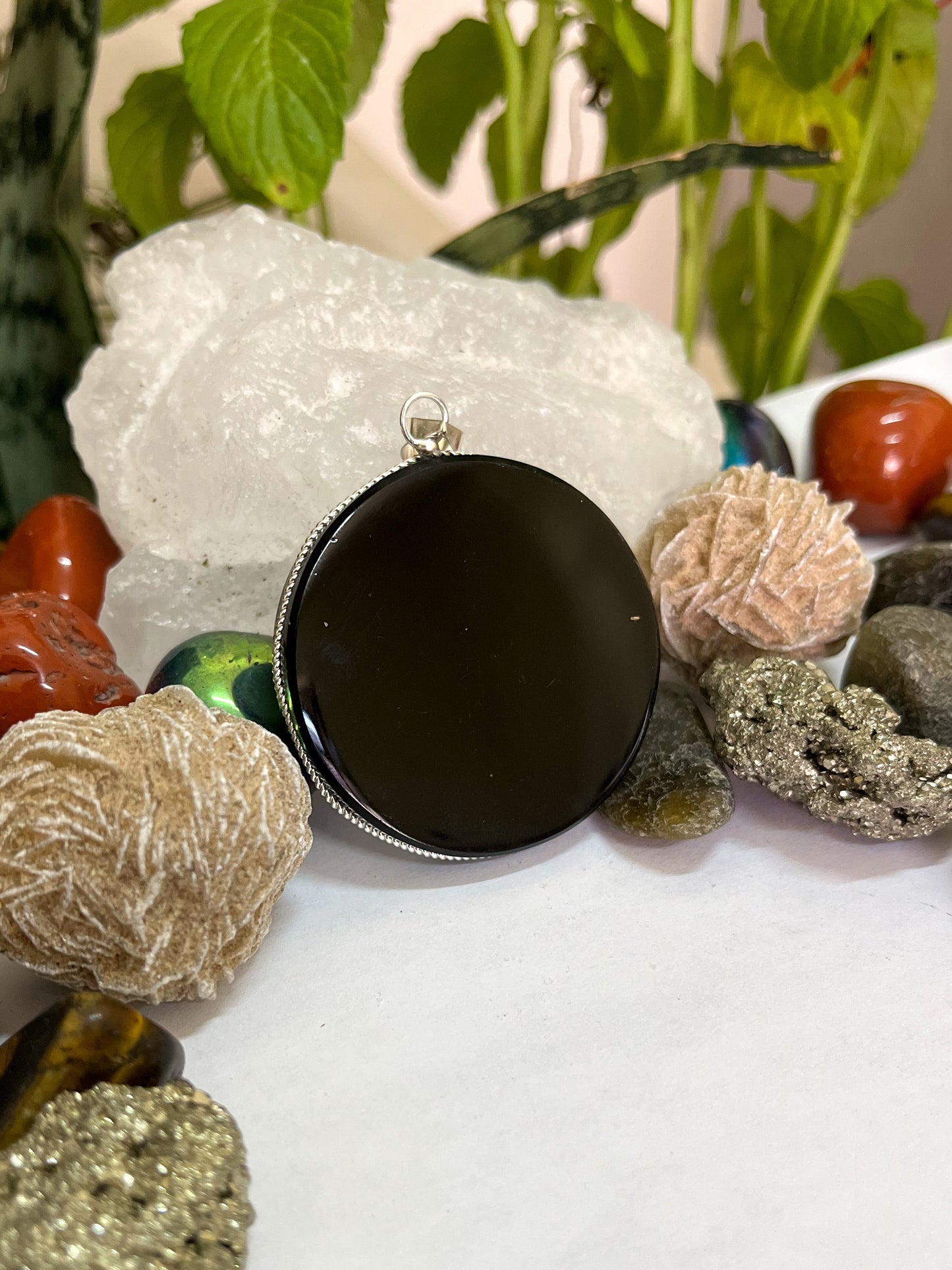 Dije Espejo de obsidiana grande