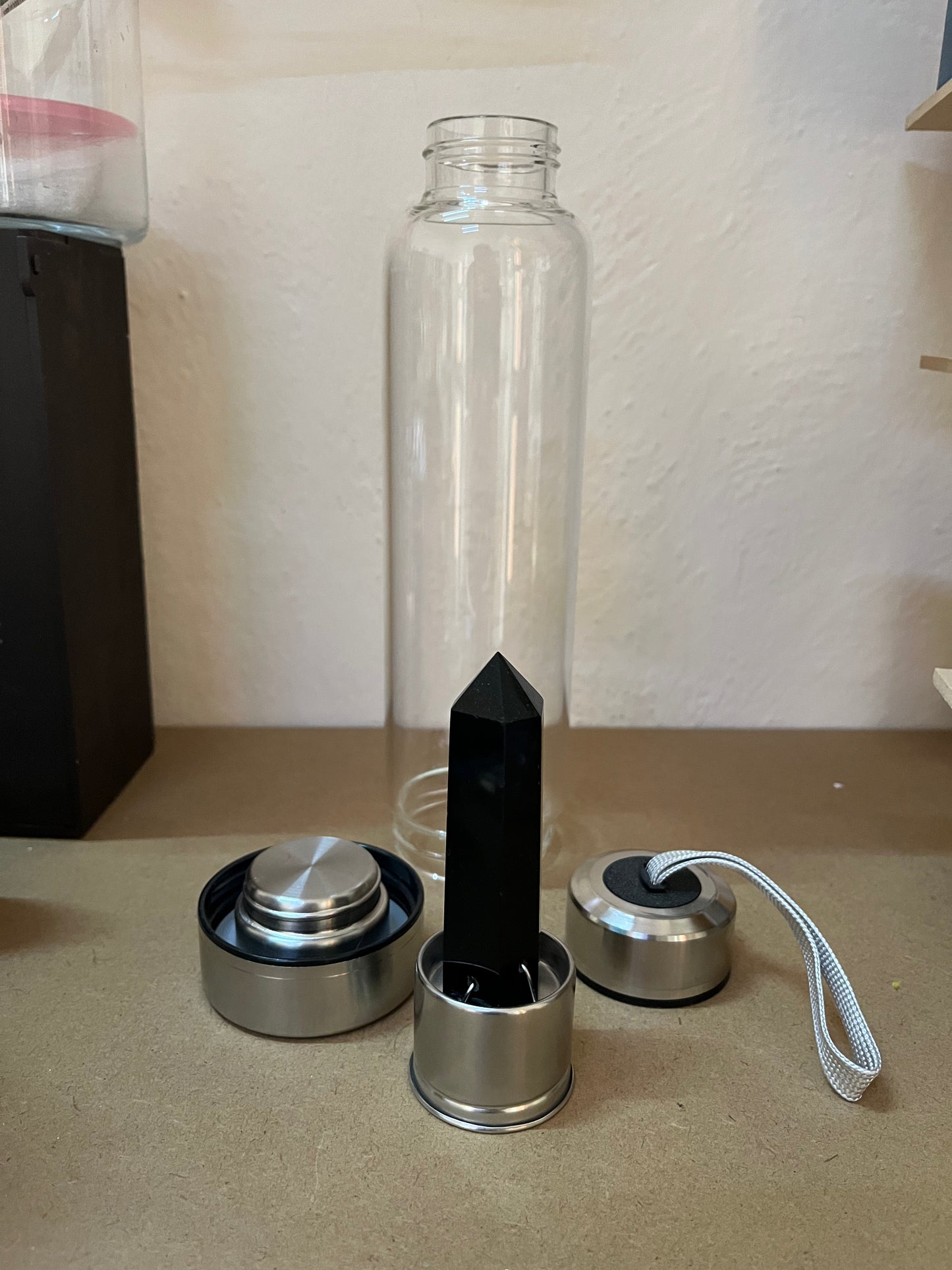 Botella Energizante con Punta de Obsidiana