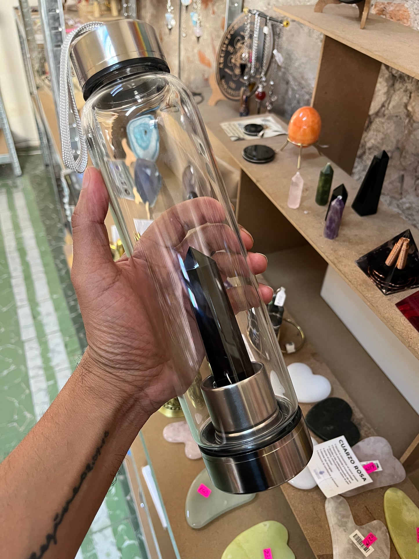 Botella Energizante con Punta de Obsidiana