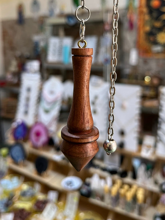Péndulo Radiestésico de Madera Natural Forma Clásico de Copa