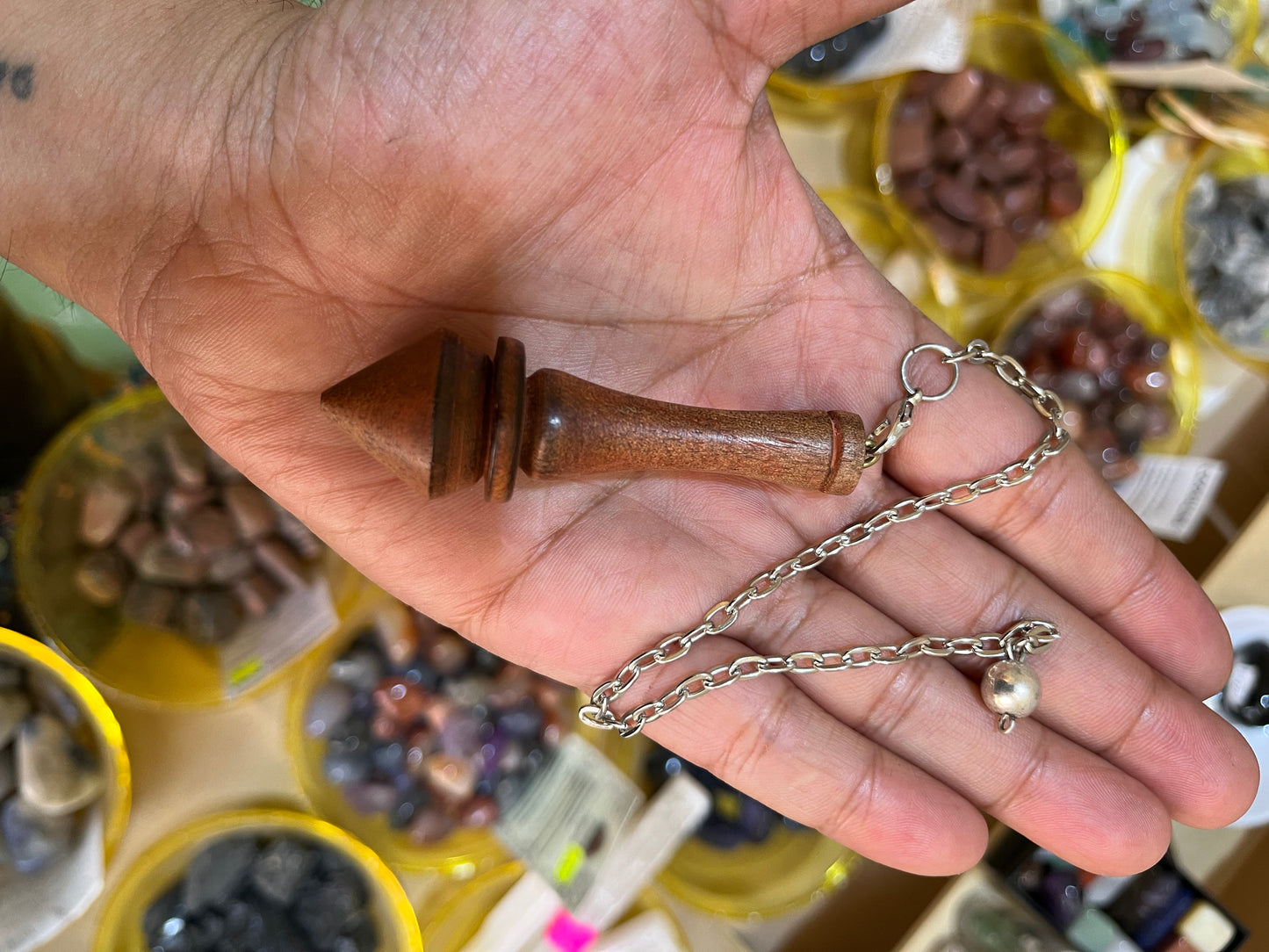 Péndulo Radiestésico de Madera Natural Forma Clásico de Copa
