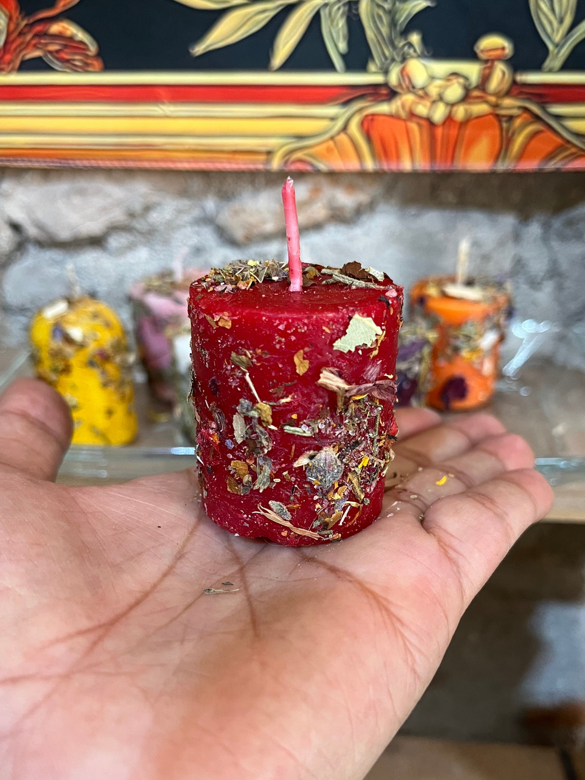 Vela sahumerio de Abundancia Roja | Atracción de Pasión, Fuerza, Valor y Poder