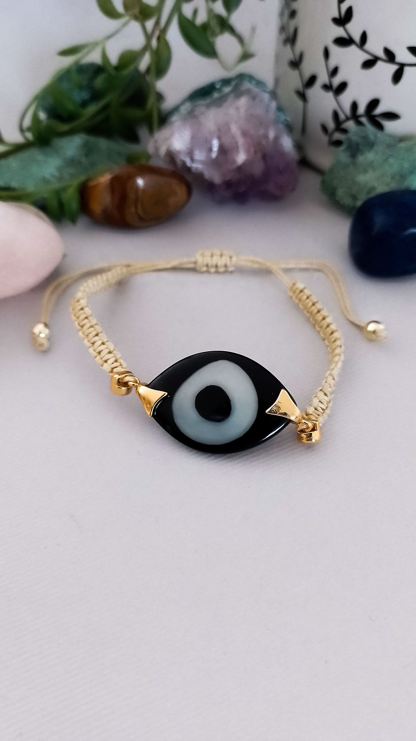 Pulsera ojo turco negro de hilo