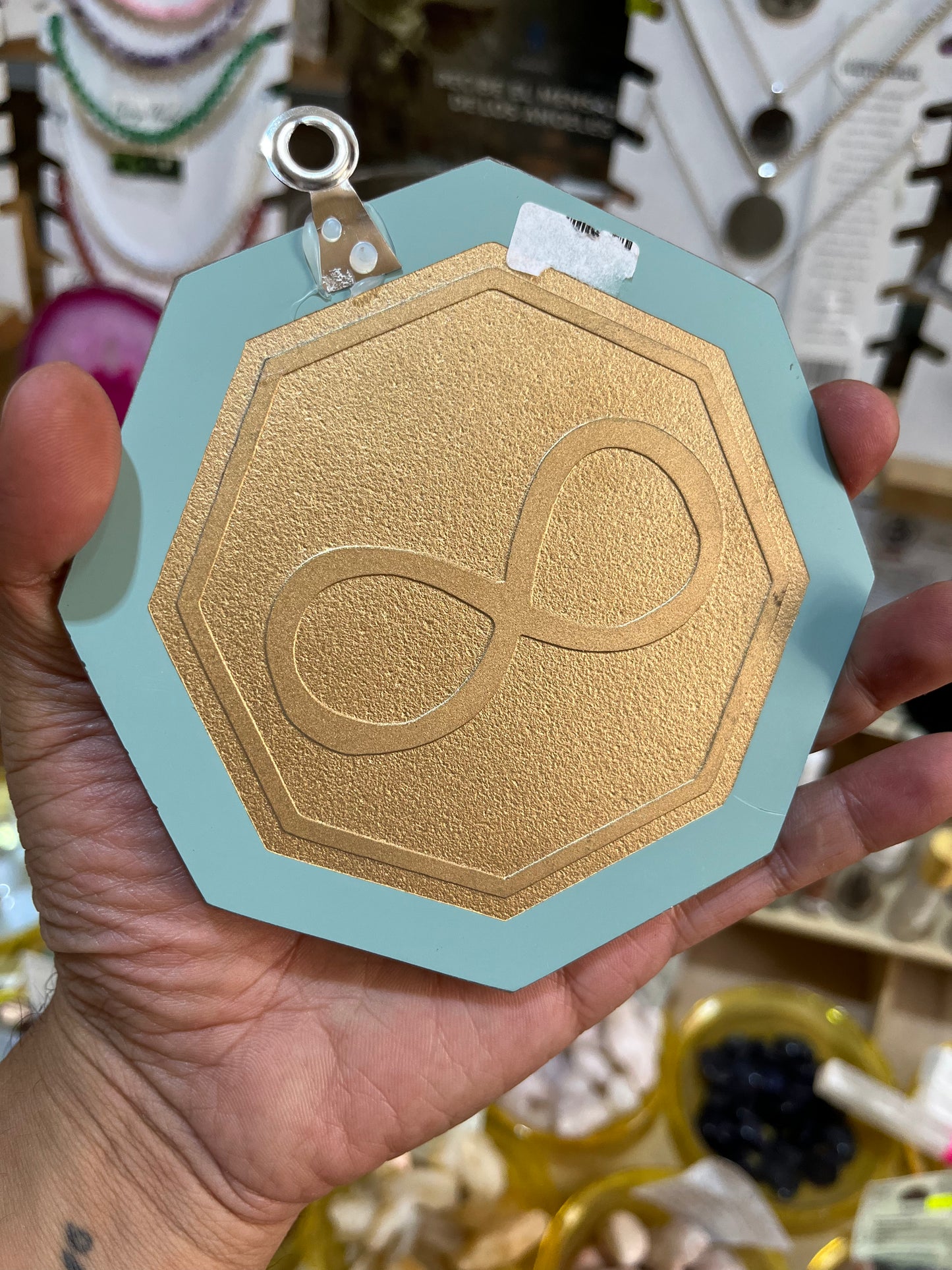 Espejo Octagonal Símbolo Infinito | Amuleto de Protección y Abundancia